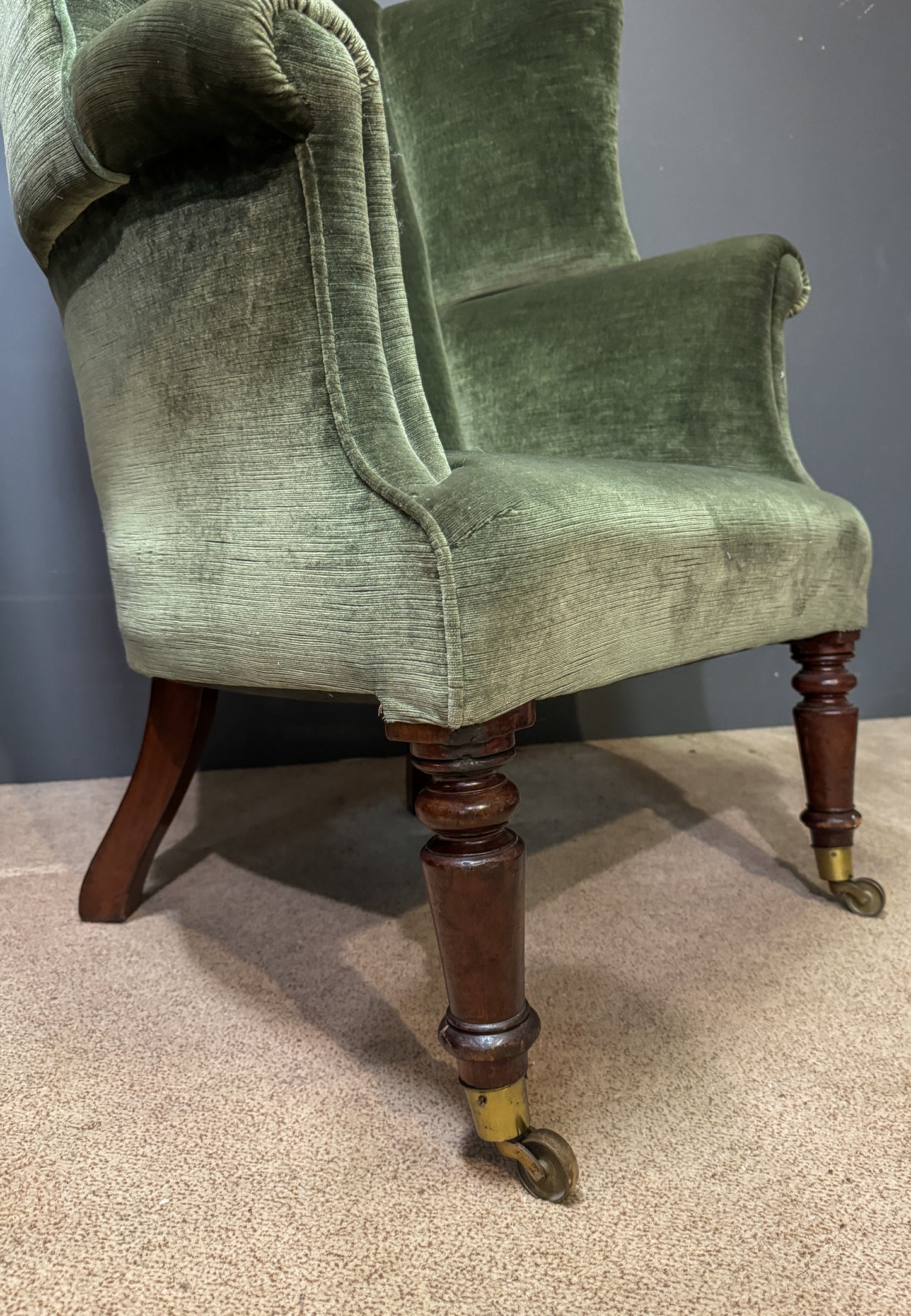 19th Century Upholstered Barrel back armchair