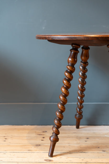 Bobbin turned walnut Cricket table