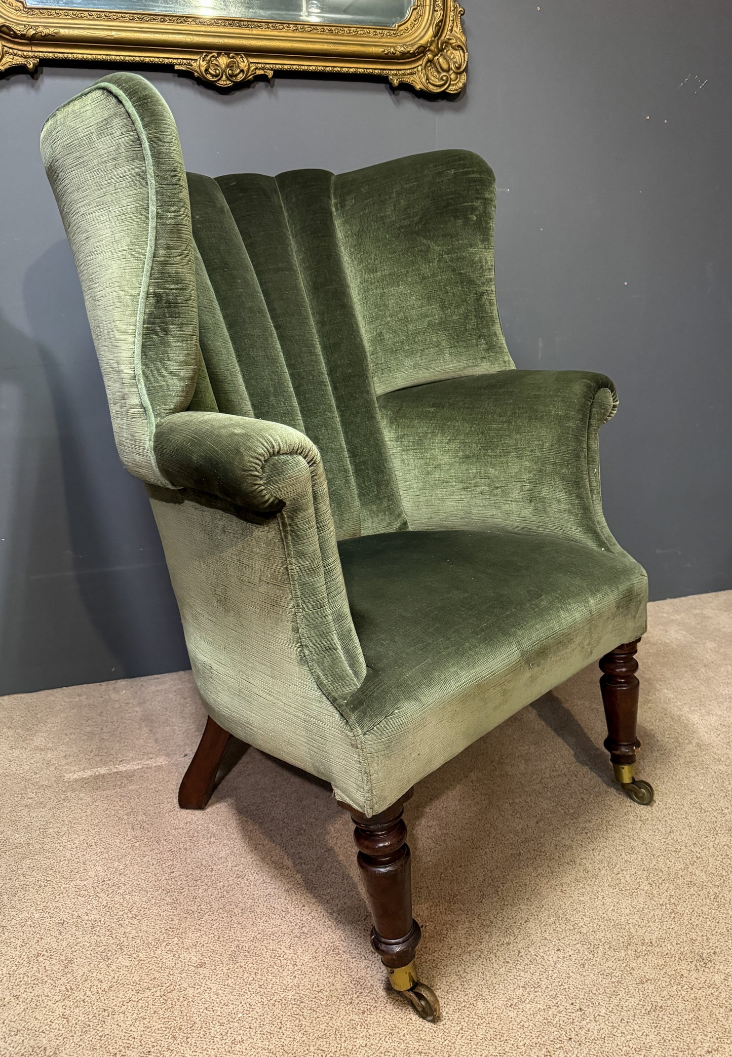 19th Century Upholstered Barrel back armchair