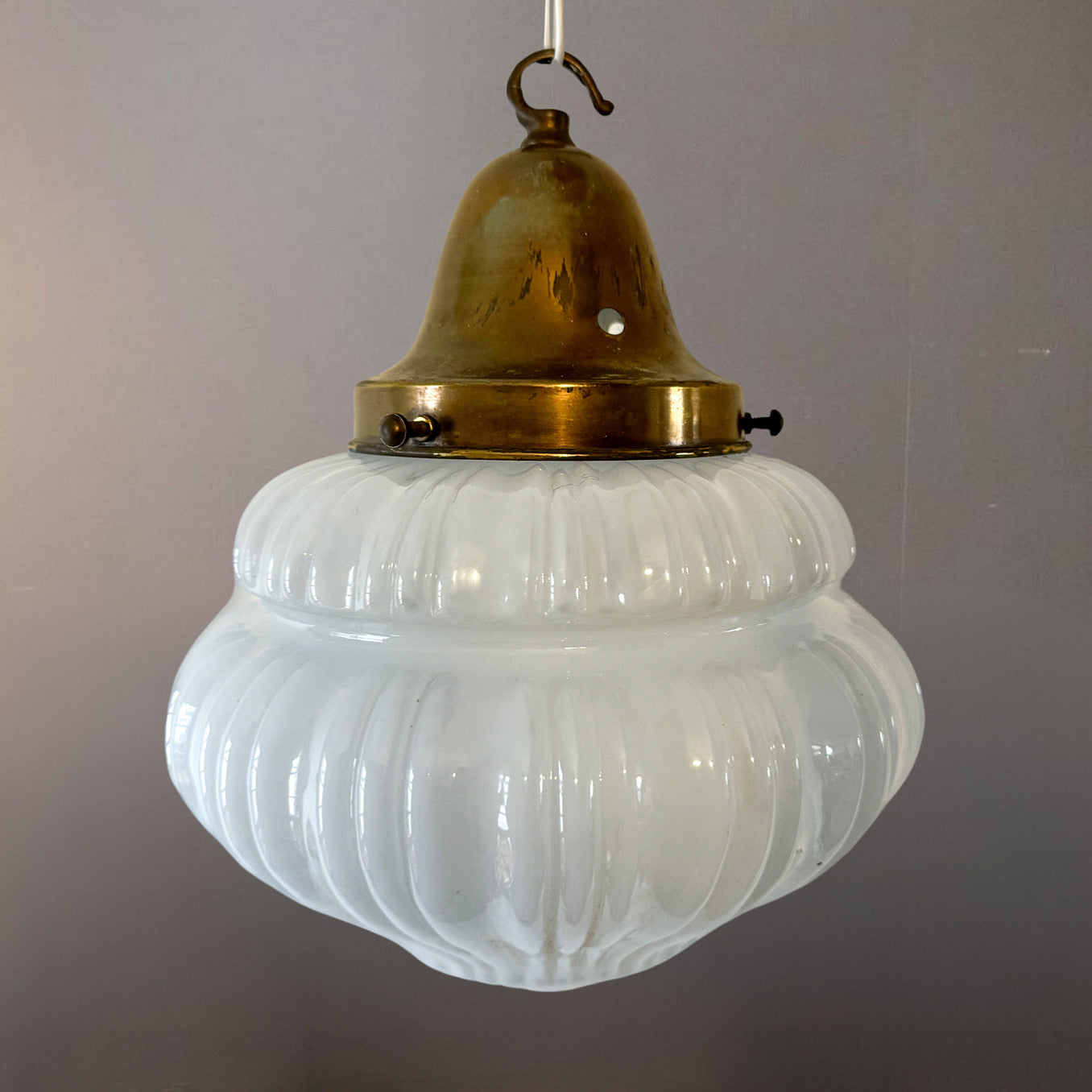 Ribbed Opaline Pendant Light