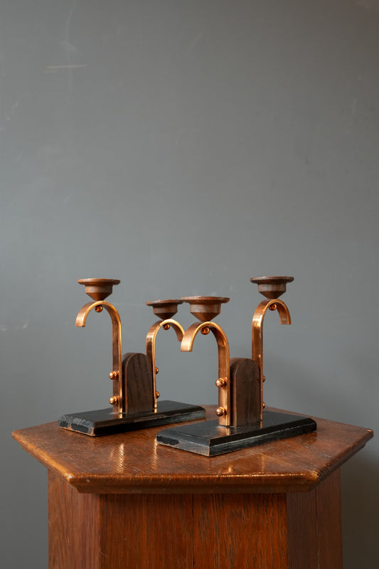 A Pair of Art Deco candlestick holders