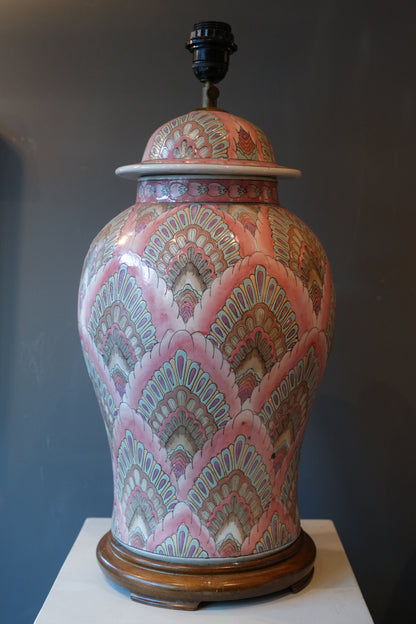 Pair of hand painted vase lamps