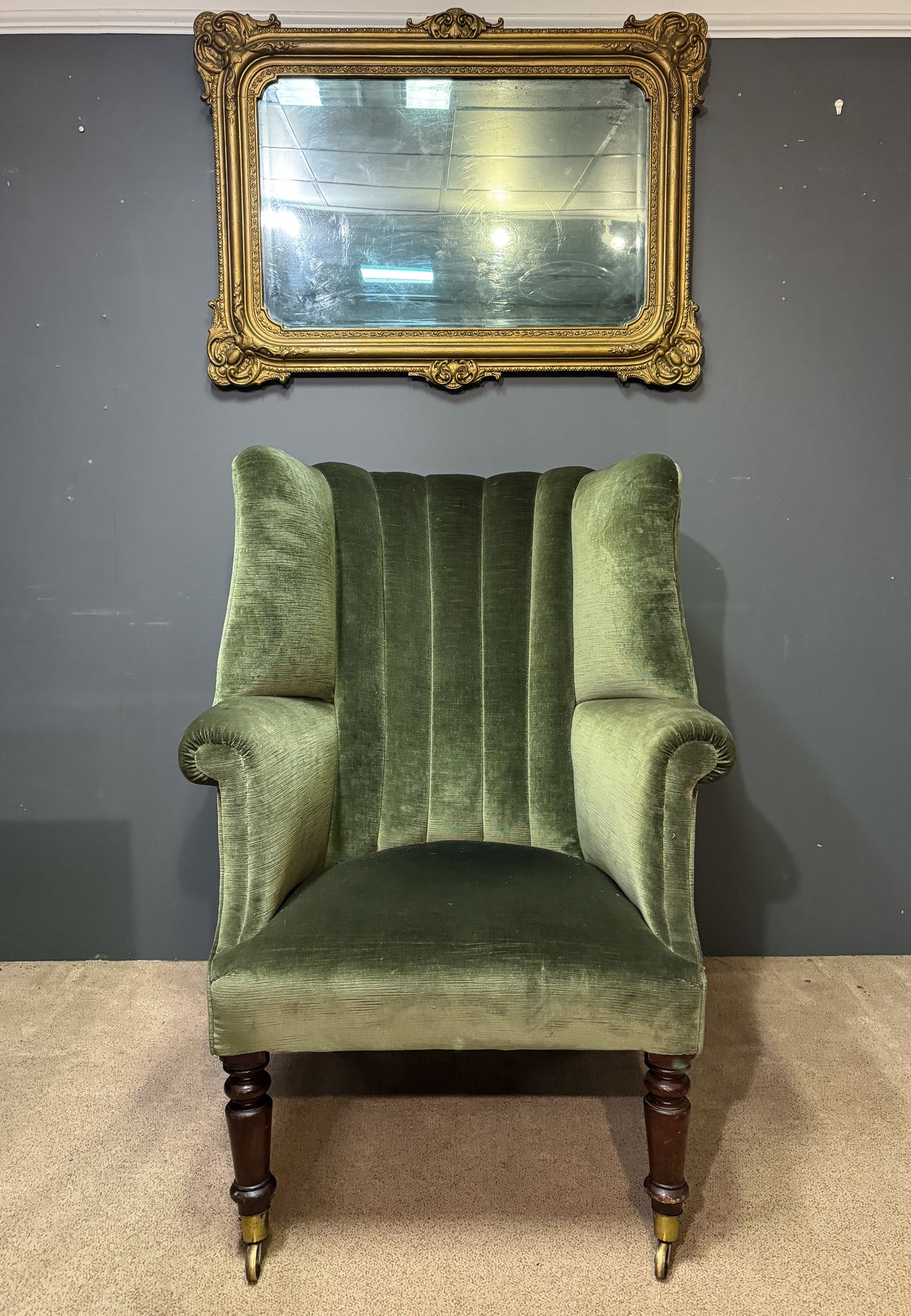 19th Century Upholstered Barrel back armchair